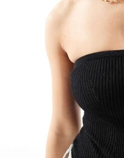 Bershka Fine Knit Bandeau Bodysuit In Black For Women -Chic Maze Sales 206426238 4