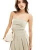 Bershka Bandeau Tailored Mini Dress In Sand For Women Neutral -Chic Maze Sales 206426346 1 neutral