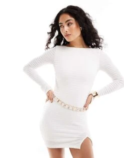 Bershka Open Back Mini Dress In White For Women -Chic Maze Sales 206426483 1 white 1