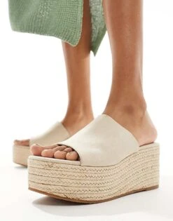 Bershka Flatform Woven Sandal In Sand For Women -Chic Maze Sales 206451443 1 sand 1