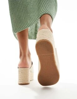 Bershka Flatform Woven Sandal In Sand For Women -Chic Maze Sales 206451443 3