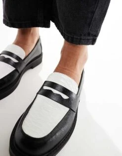 Bershka Monochrome Loafers In Black & White For Women -Chic Maze Sales 206452069 3