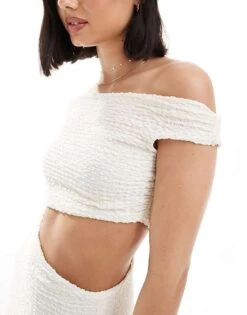 Bershka Textured Cut Out Mini Dress In Ecru For Women Neutral -Chic Maze Sales 206522738 2