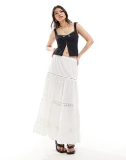 Bershka Contrast Piping Corset Top In Black And White For Women -Chic Maze Sales 206522808 3