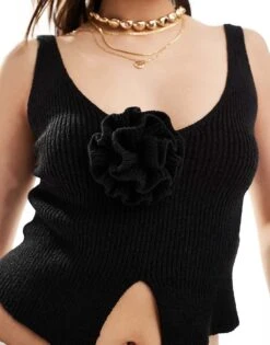 Bershka Flower Applique Crochet Halterneck Top In Black For Women -Chic Maze Sales 206522902 2