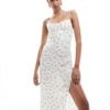 Bershka Strappy Maxi Dress In Ecru And Blue Floral For Women Multi -Chic Maze Sales 206522925 1 multi