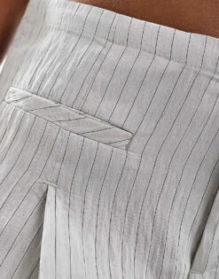 Bershka High Waisted Wide Leg Tailored Trousers In Light Grey Stripe For Women -Chic Maze Sales 206523028 5