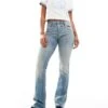 Bershka Low Rise Bootcut Jeans In Light Blue Dirty Wash For Women -Chic Maze Sales 206523242 1 blue
