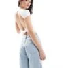 Bershka Polyamide Open Back T-shirt In White For Women -Chic Maze Sales 206523858 1 white