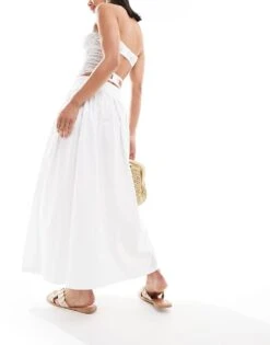 Bershka Poplin Maxi Skirt In Ecru For Women Neutral -Chic Maze Sales 206523925 4