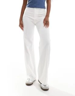 Bershka High Waisted Tailored Trousers In White For Women -Chic Maze Sales 206601603 1 white 1
