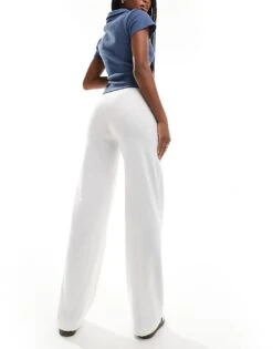 Bershka High Waisted Tailored Trousers In White For Women -Chic Maze Sales 206601603 3