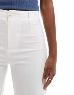Bershka High Waisted Tailored Trousers In White For Women -Chic Maze Sales 206601603 4