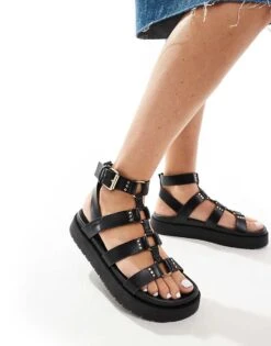 Bershka Gladiator Platform Sandals In Black For Women -Chic Maze Sales 206618526 1 black 1