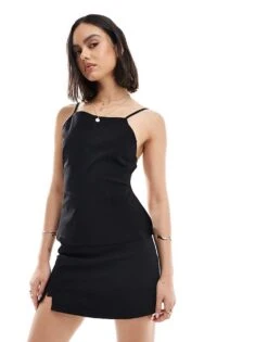 Bershka Bengaline Open Back Top Co-ord In Black For Women -Chic Maze Sales 206663995 2