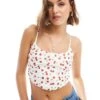 Bershka Cherry Print Corset Top In White For Women -Chic Maze Sales 206715758 1 white