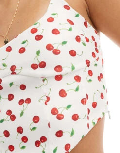 Bershka Cherry Print Corset Top In White For Women -Chic Maze Sales 206715758 4