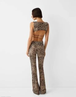Bershka Flared Trousers In Leopard Print For Women -Chic Maze Sales 206718363 3