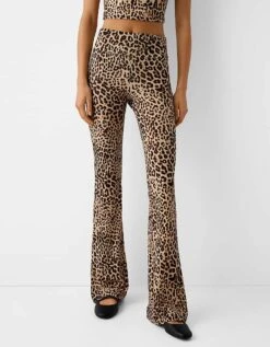 Bershka Flared Trousers In Leopard Print For Women -Chic Maze Sales 206718363 4