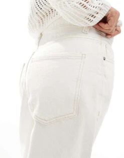 Bershka High Waist Bermuda Denim Shorts In Ecru For Women -Chic Maze Sales 206719697 3