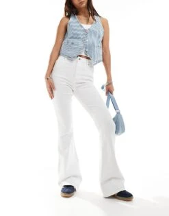 Bershka High Waisted Flared Jeans In White For Women -Chic Maze Sales 206719717 3