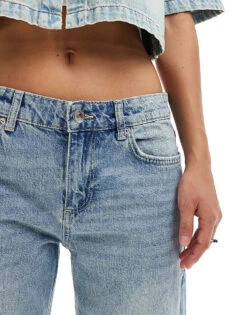 Bershka Low Rise Straight Leg Jeans In Washed Light Blue For Women -Chic Maze Sales 206719894 2