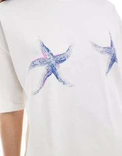 Bershka Star Print Oversized T-shirt In White For Women -Chic Maze Sales 206719909 2