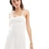 Bershka Strappy Linen Mini Dress In White For Women -Chic Maze Sales 206719964 1 white