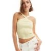 Bershka Halterneck Knit Top In Pistachio For Women Green -Chic Maze Sales 206731265 1 green