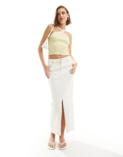 Bershka Halterneck Knit Top In Pistachio For Women Green -Chic Maze Sales 206731265 3