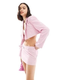 Bershka Belted Skort Co-ord In Pink For Women