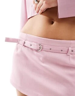 Bershka Belted Skort Co-ord In Pink For Women -Chic Maze Sales 206747010 5