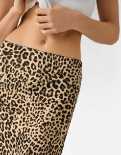 Bershka Polyamide Maxi Skirt In Leopard Print For Women Multi -Chic Maze Sales 206781758 2