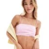 Bershka Cropped Bralette Co-ord In Pink Pinstripe For Women -Chic Maze Sales 206781820 1 pink