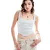 Bershka Milkmaid Top In Blue & White Check For Women -Chic Maze Sales 206841584 1 blue