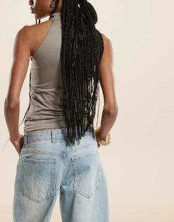 Bershka Baggy Balloon Leg Jeans In Light Dirty Wash Blue For Women -Chic Maze Sales 206841624 3