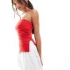 Bershka Longline Bandeau Top In Red For Women -Chic Maze Sales 206841683 1 red