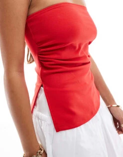 Bershka Longline Bandeau Top In Red For Women -Chic Maze Sales 206841683 2