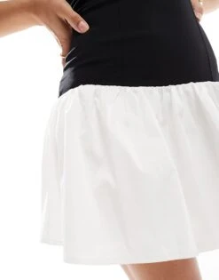 Bershka Drop Waist Mini Dress In Black & White For Women -Chic Maze Sales 206841711 4