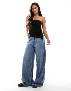 Bershka Knitted Longline Bandeau Top In Black For Women -Chic Maze Sales 206841892 3