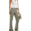 Bershka Linen Tailored Flared Trousers In Taupe For Women Ecru -Chic Maze Sales 206841898 1 ecru