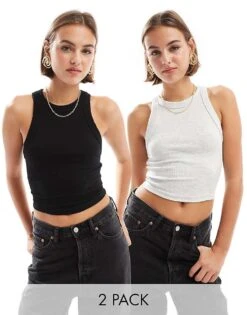 Bershka 2 Pack Racer Neck Top In Black & Grey For Women Multi -Chic Maze Sales 206841952 1 multi 1