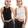 Bershka 2 Pack Racer Neck Top In Black & Grey For Women Multi -Chic Maze Sales 206841952 1 multi