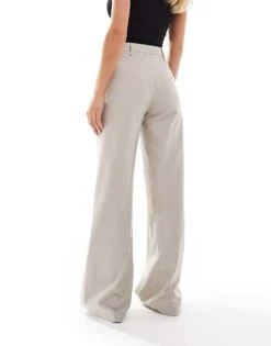 Bershka Petite Tailored Trousers In Stone For Women -Chic Maze Sales 206849417 5