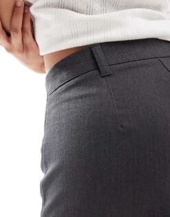 Bershka Petite Tailored Trouser In Slate Grey For Women -Chic Maze Sales 206889043 4