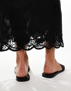 Bershka Mesh Flat Sandals With Gem Embellishment In Black For Women -Chic Maze Sales 206901009 2