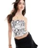 Bershka Strappy Straight Neck Cami Top In Snakeskin Print For Women Black -Chic Maze Sales 207033034 1 black