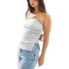 Bershka Longline Bandeau Top In Grey For Women White -Chic Maze Sales 207077207 1 white