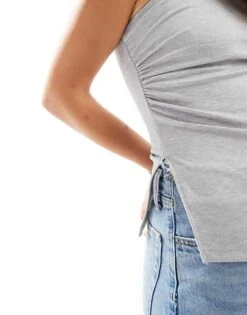 Bershka Longline Bandeau Top In Grey For Women White -Chic Maze Sales 207077207 2