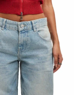 Bershka Wide Leg Baggy Jeans In Dirty Mid Blue Wash For Women -Chic Maze Sales 207081817 5